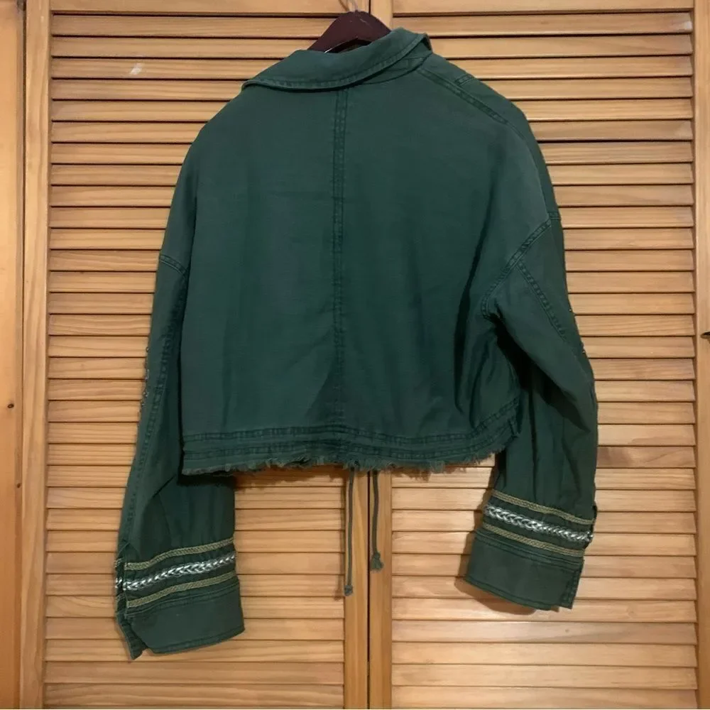 Free People Army green Zip Up Jacket size XS